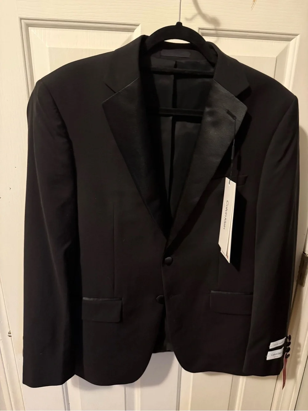 Calvin Klein Black Satin Lapel Tuxedo Jacket